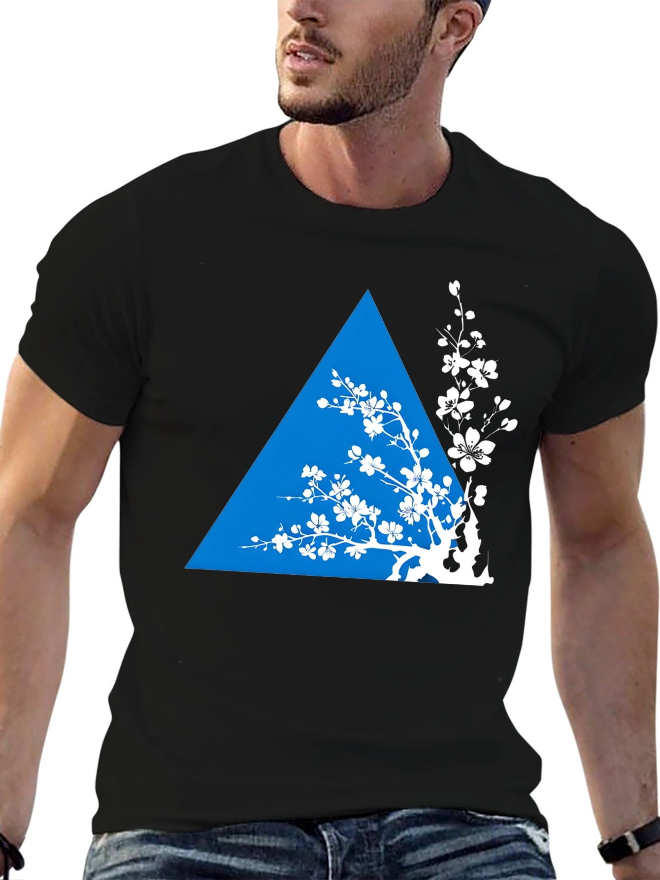 Geometric Floral T-Shirt - Black