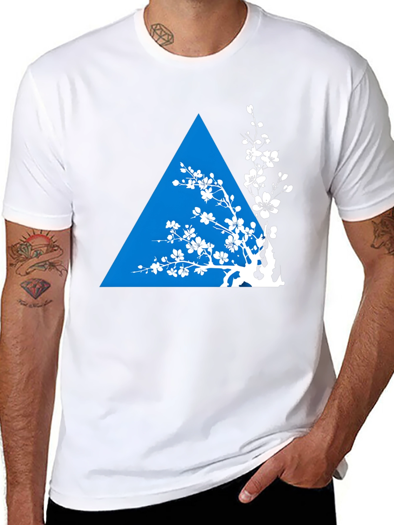 Geometric Floral T-Shirt - Black