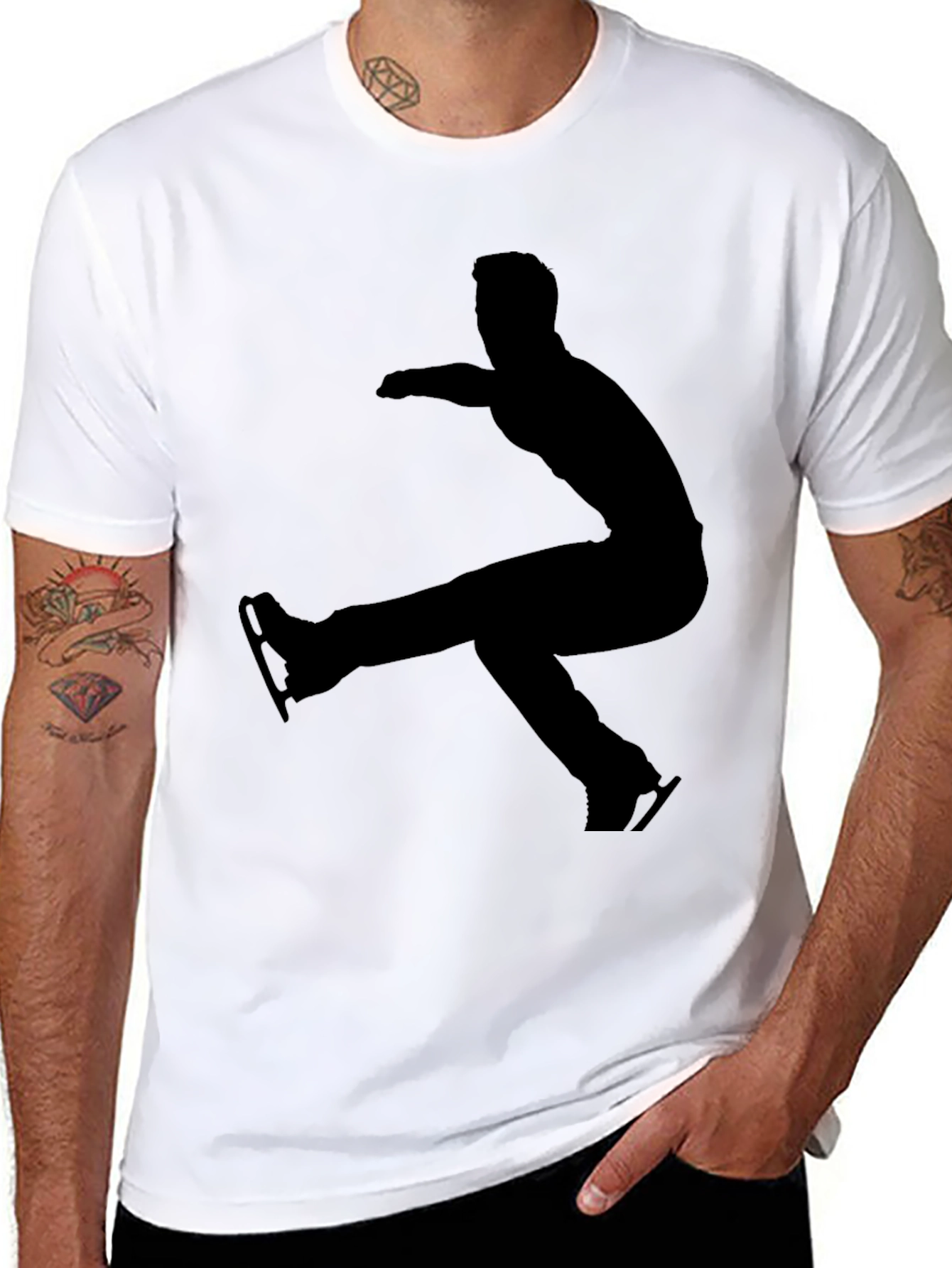 Ice Skater Silhouette T-Shirt - Black