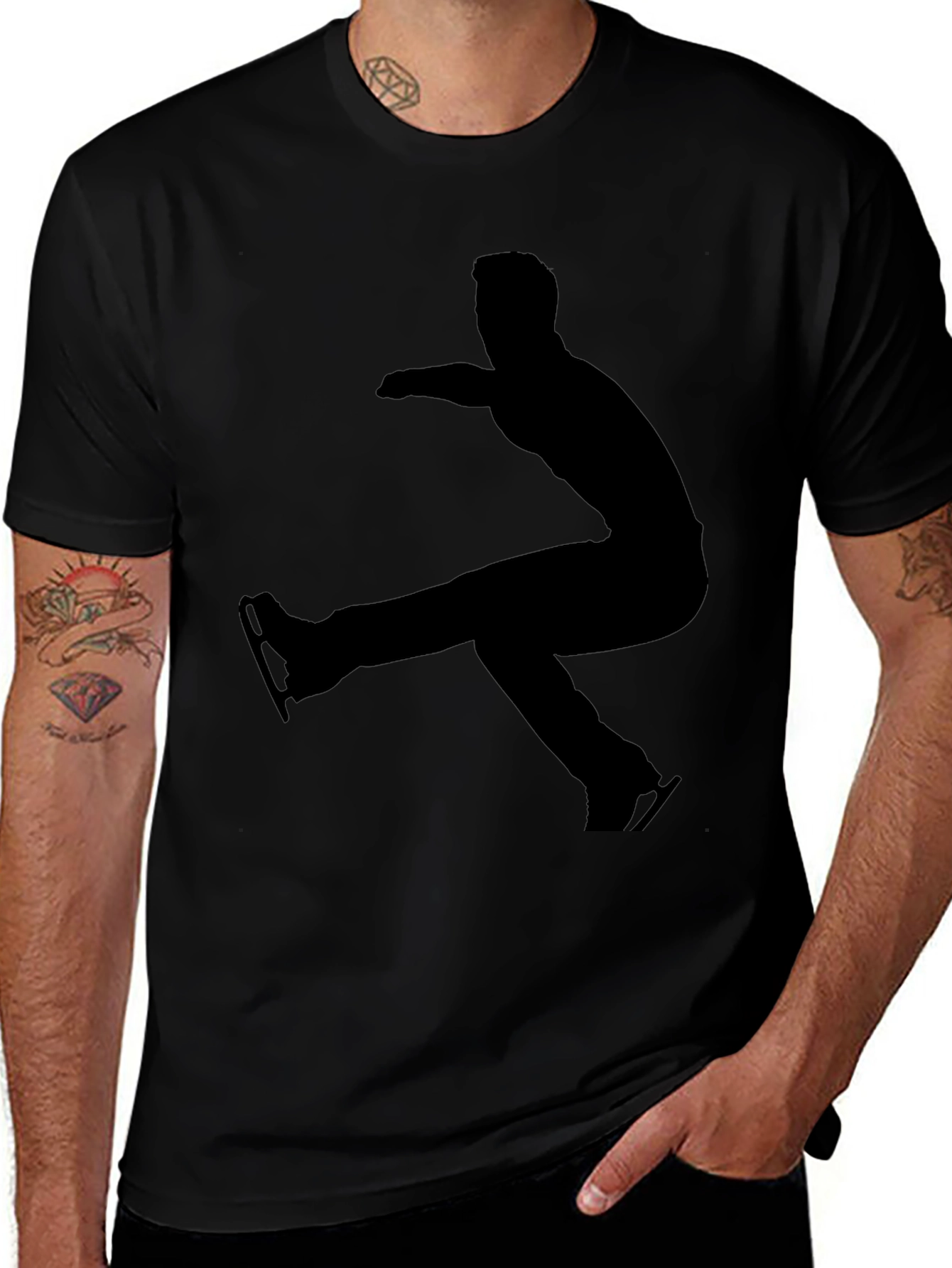 Ice Skater Silhouette T-Shirt - Black