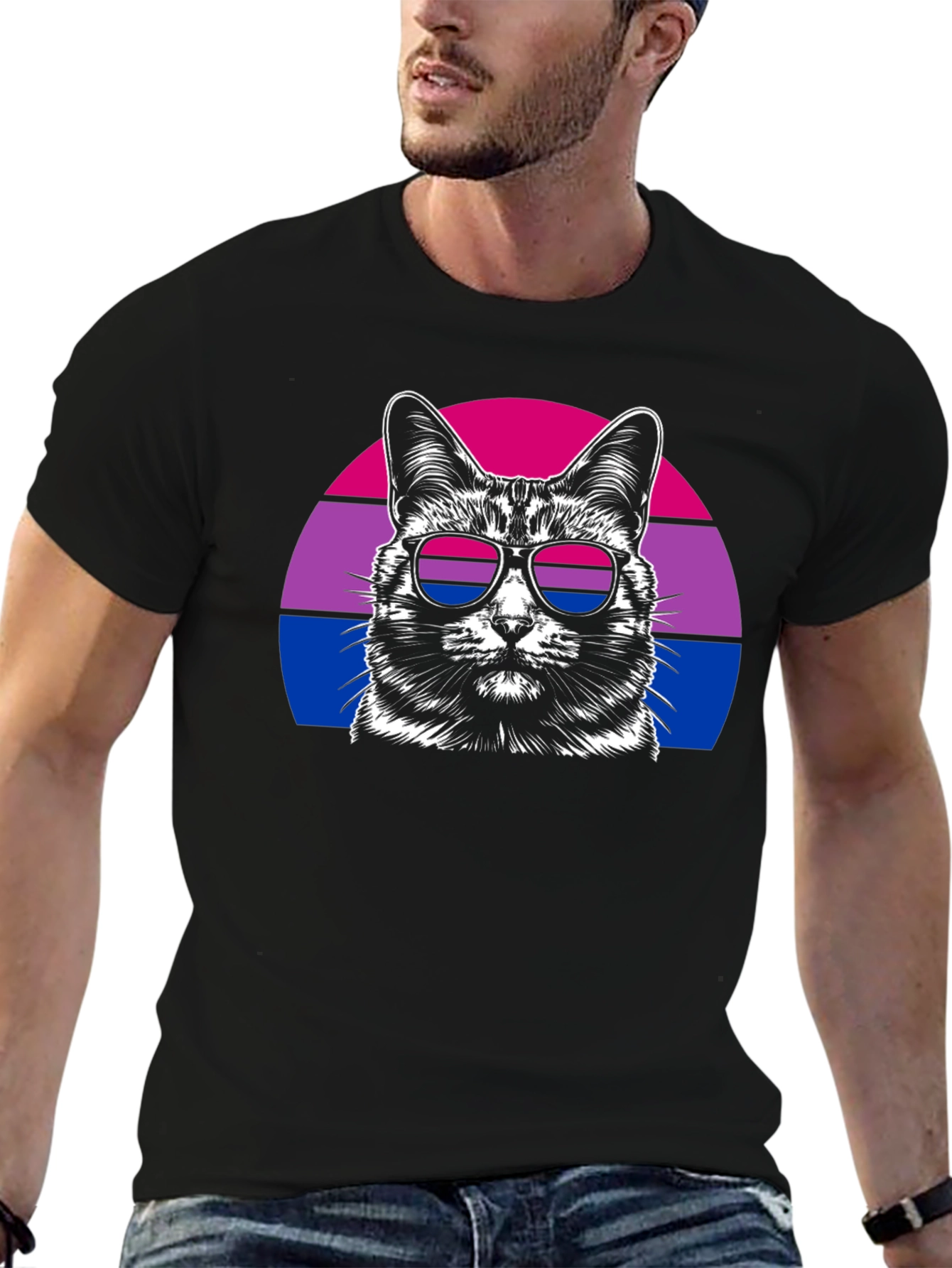 Bisexual Pride Cat Graphic T-Shirt