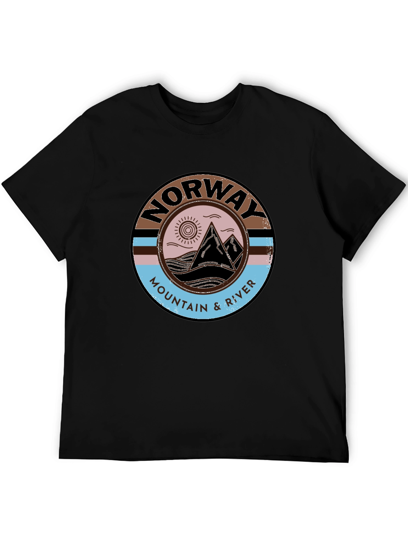 Norway Mountain & River Graphic Tee - Black