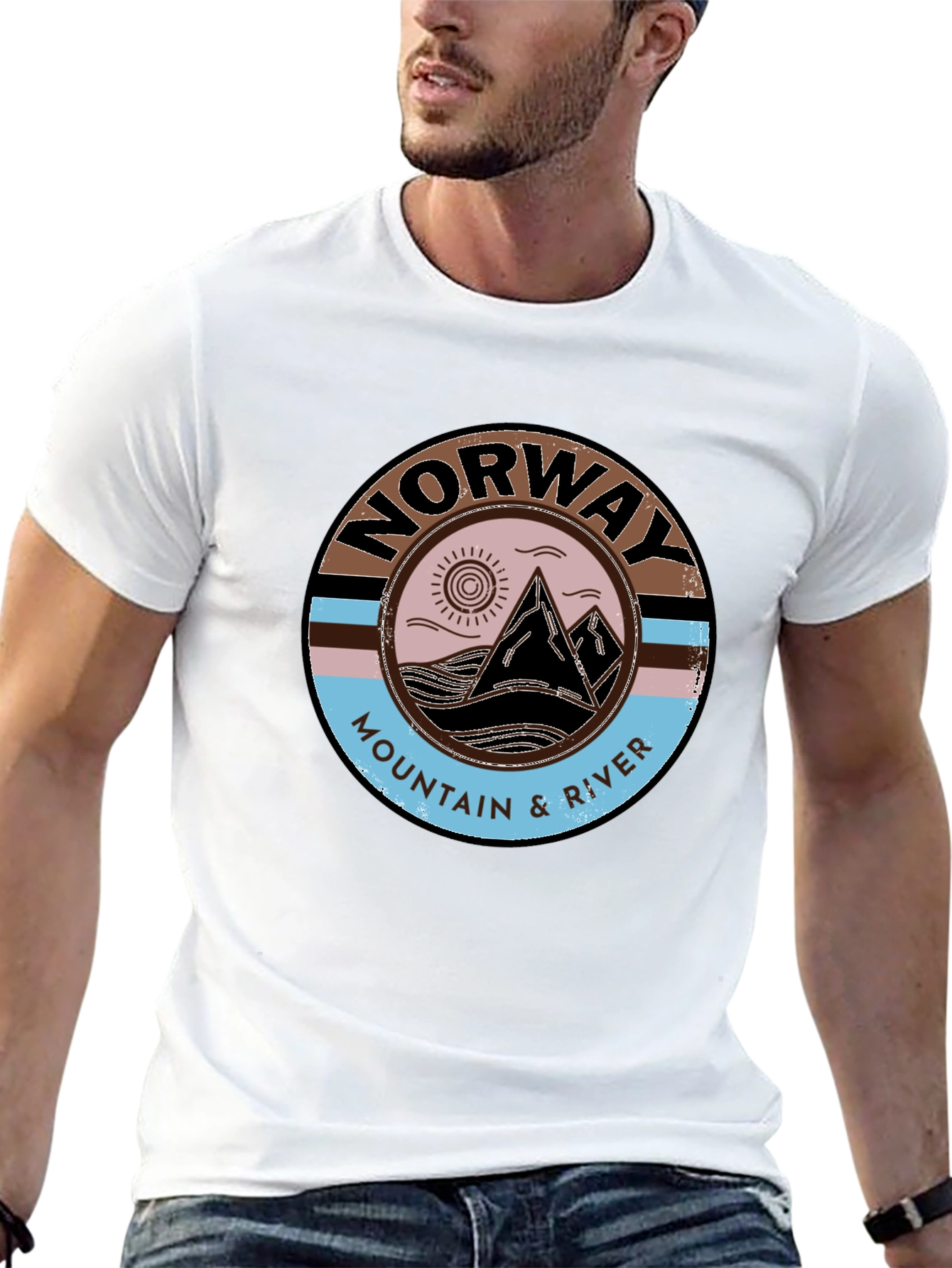 Norway Mountain & River Graphic Tee - Black