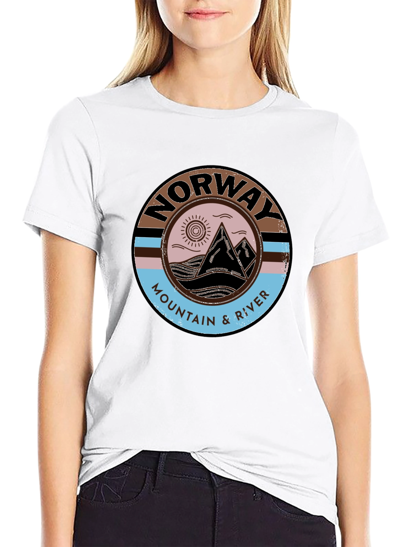 Norway Mountain & River Graphic Tee - Black