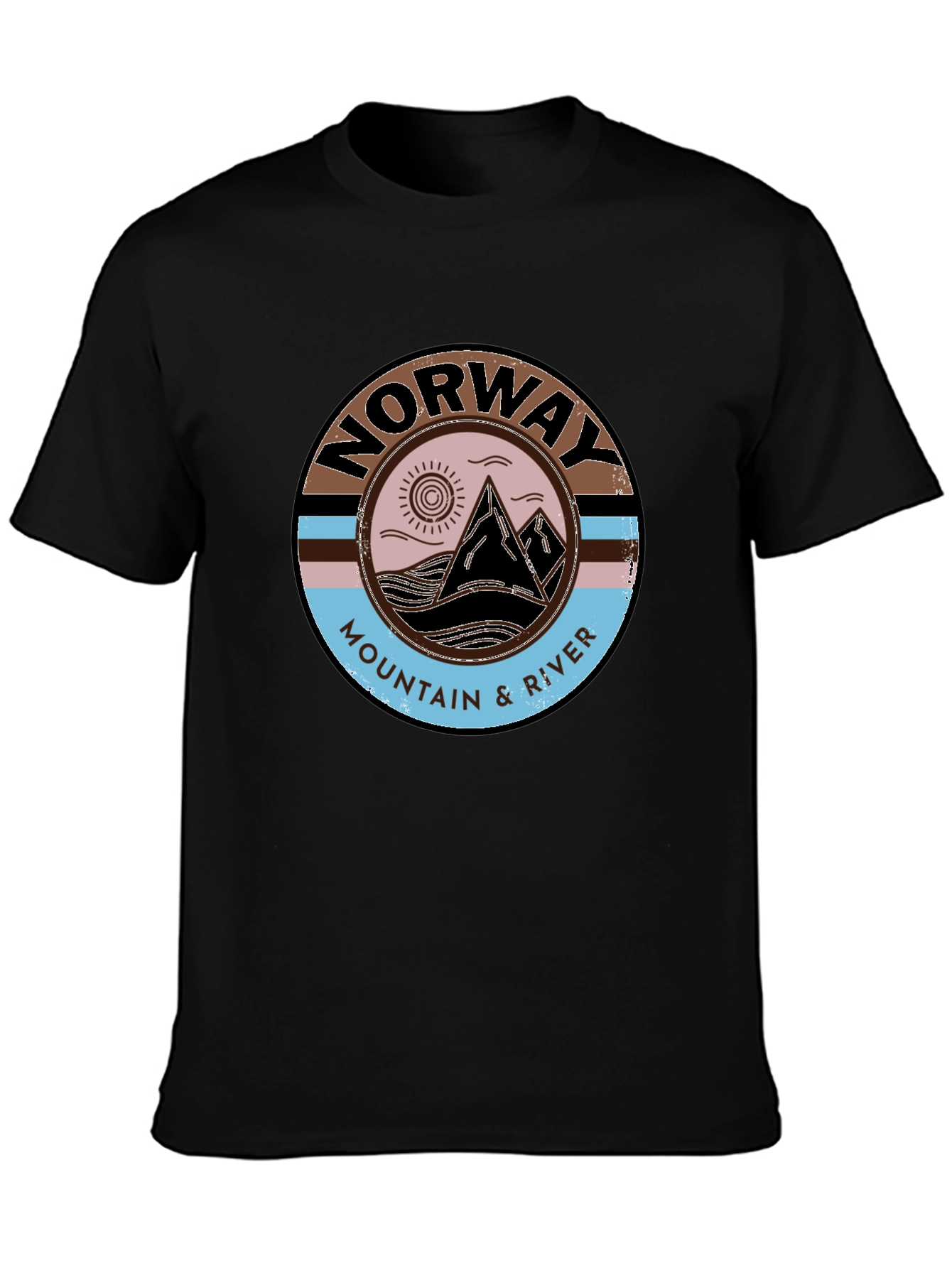 Norway Mountain & River Graphic Tee - Black