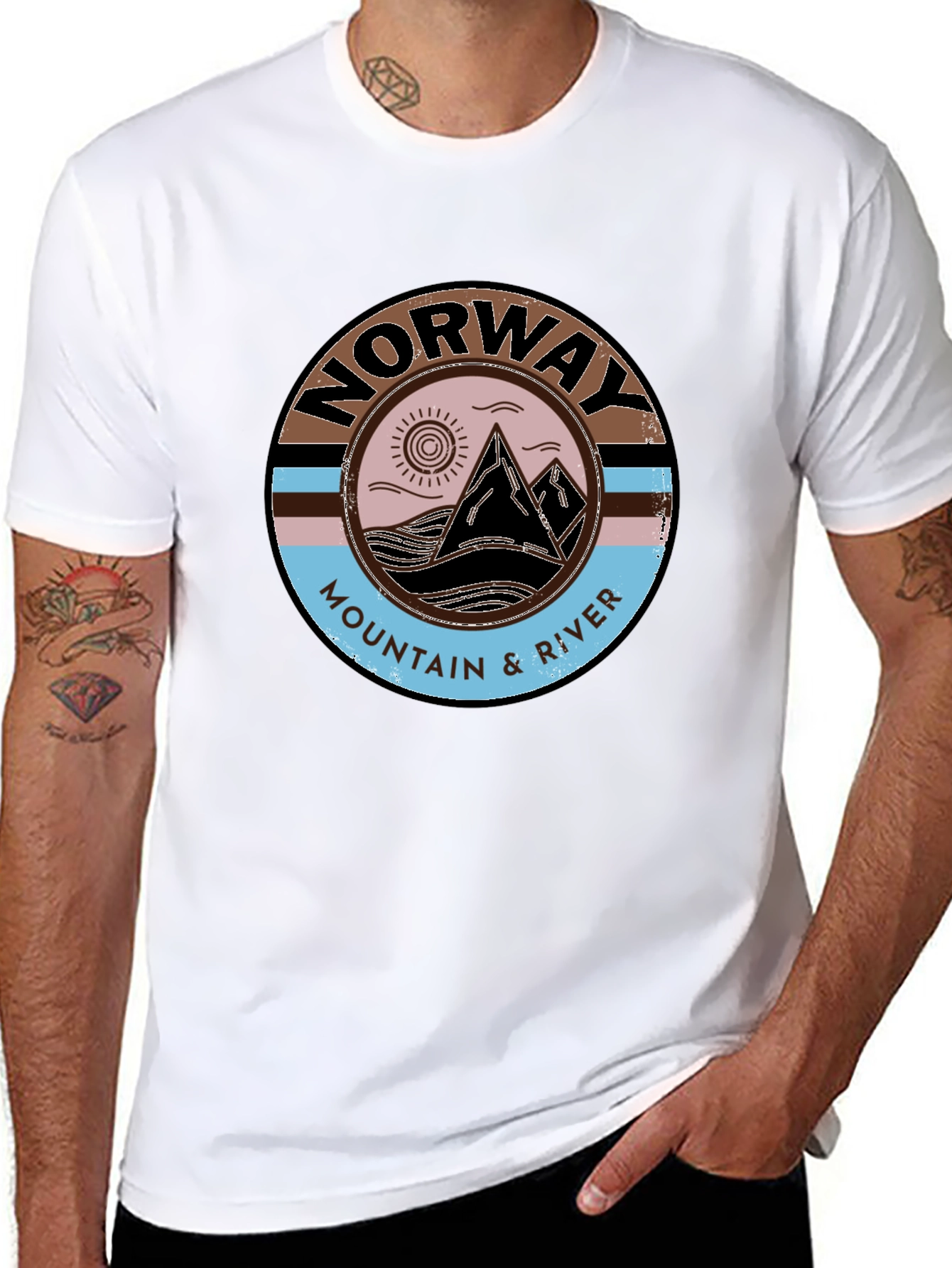 Norway Mountain & River Graphic Tee - Black