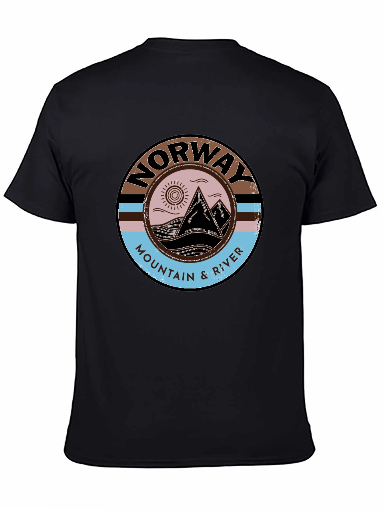 Norway Mountain & River Graphic Tee - Black