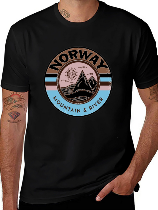 Norway Mountain & River Graphic Tee - Black