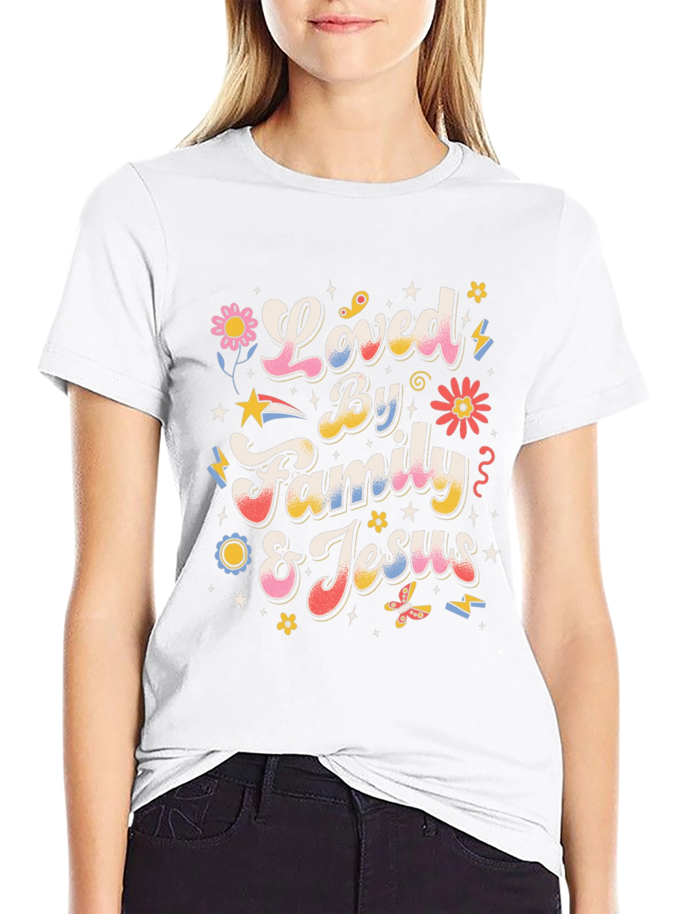 Loved By Family & Jesus Graphic T-Shirt