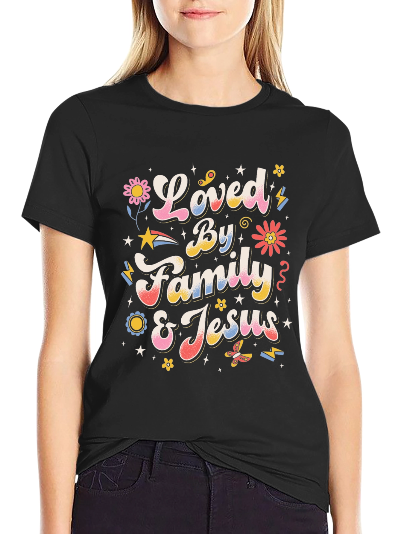 Loved By Family & Jesus Graphic T-Shirt
