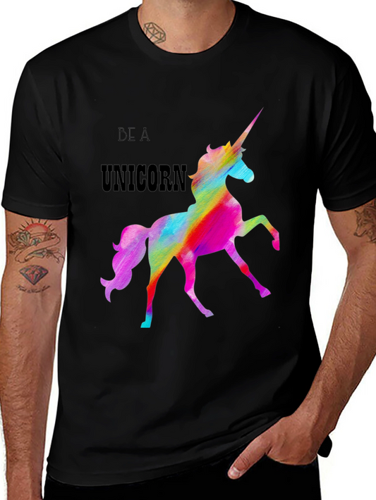 Be A Unicorn Graphic Tee - Rainbow Unicorn Design