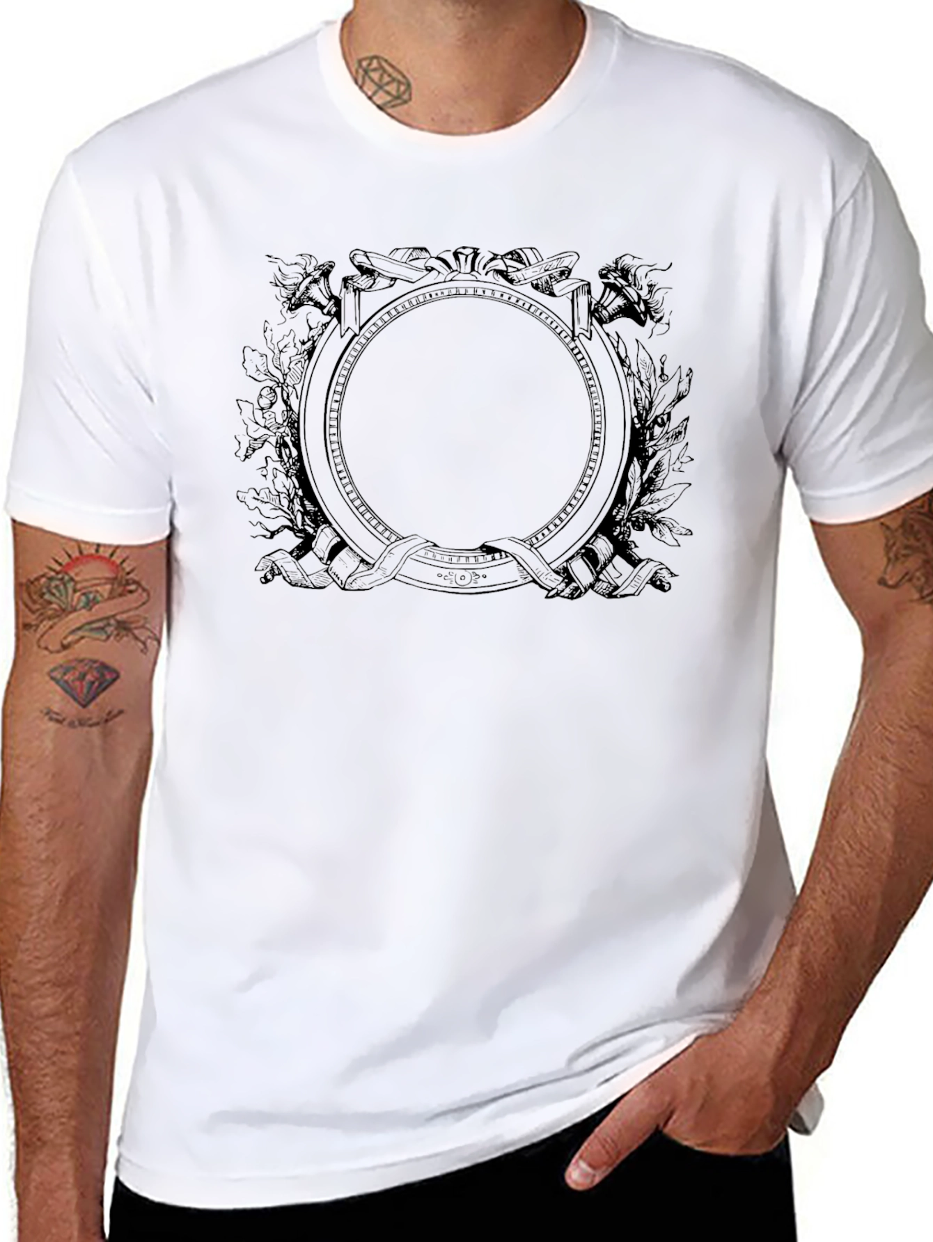 Mens Graphic Tee - Ornamental Emblem Design