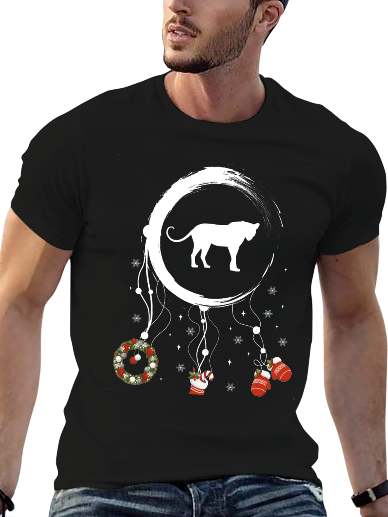 Christmas Cat Dreamcatcher Graphic Tee