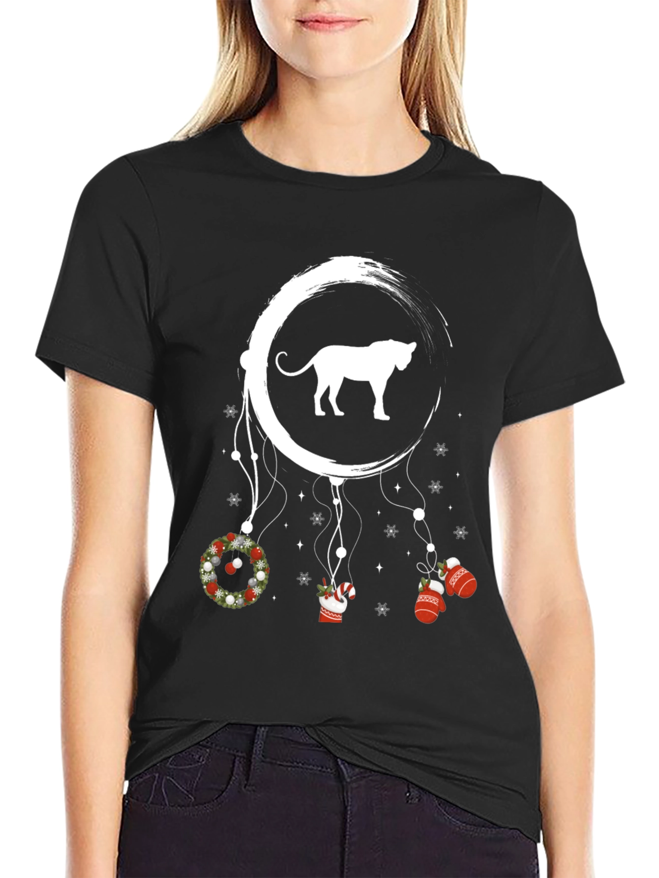 Christmas Cat Dreamcatcher Graphic Tee