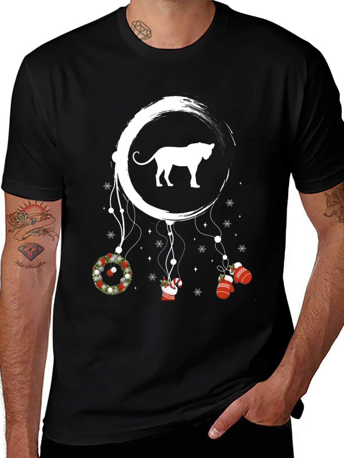 Christmas Cat Dreamcatcher Graphic Tee