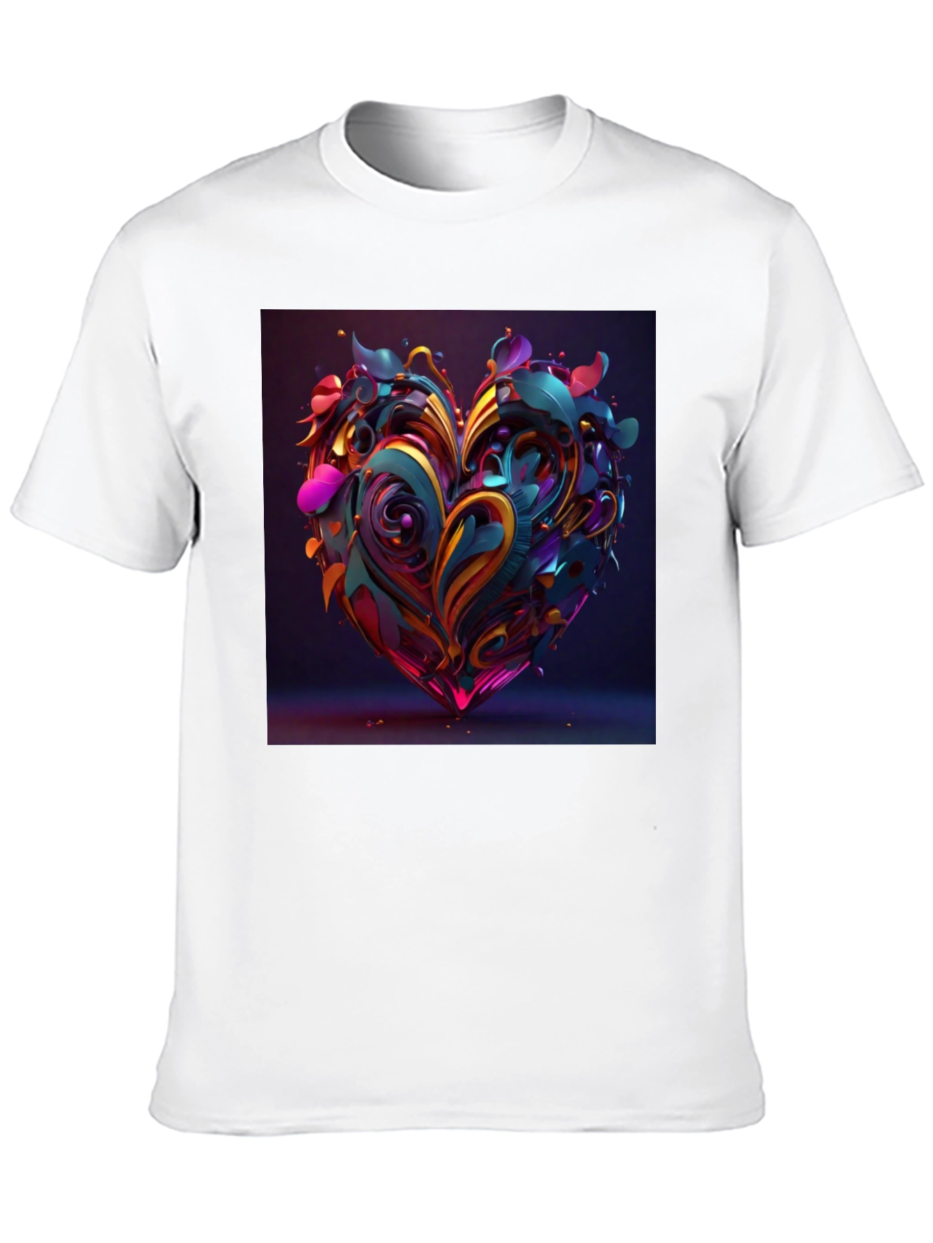Abstract Heart Graphic Tee - Stylish Mens Black T-Shirt