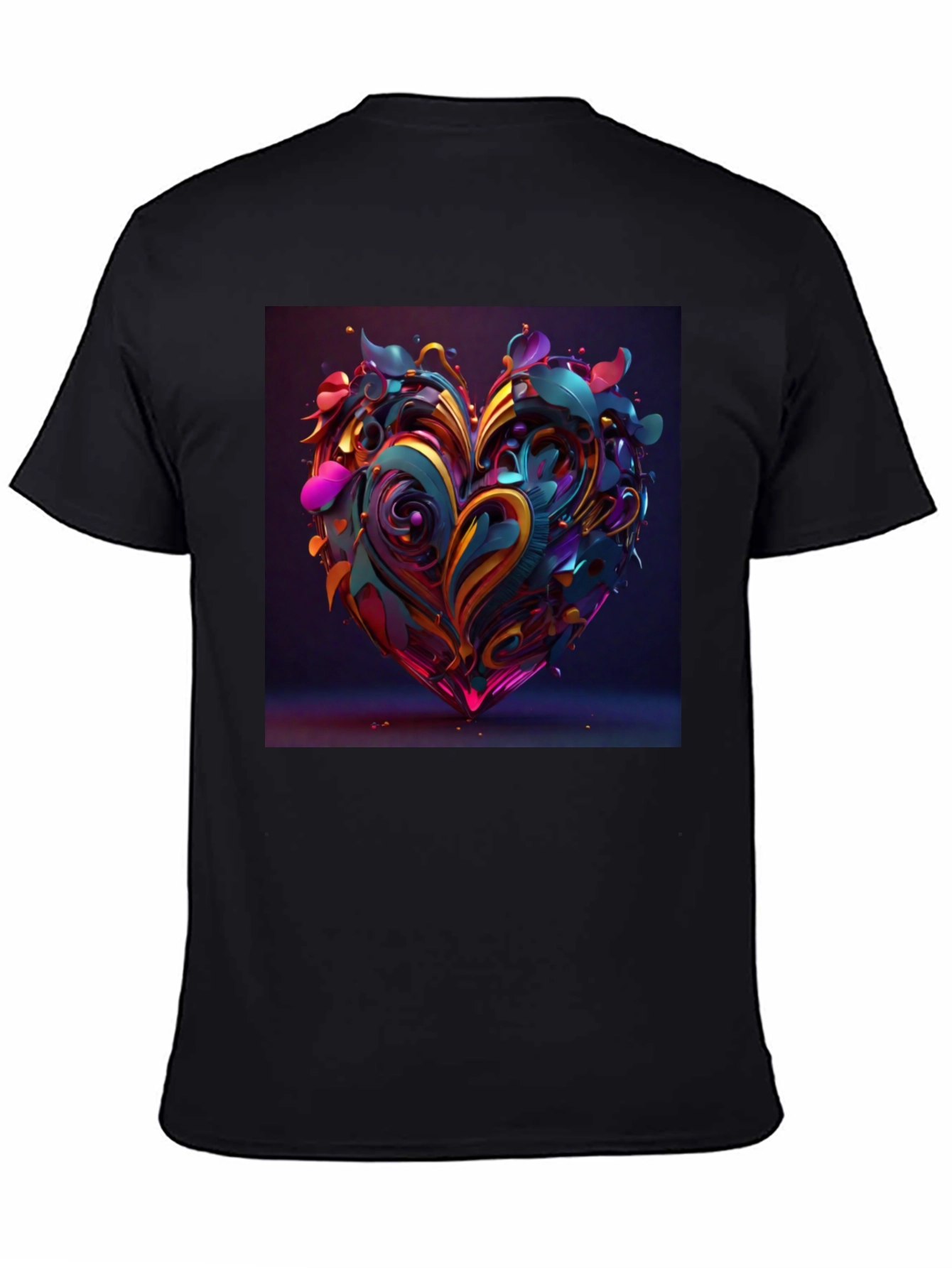 Abstract Heart Graphic Tee - Stylish Mens Black T-Shirt