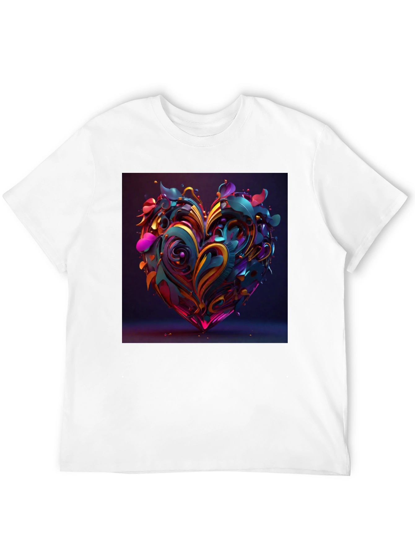 Abstract Heart Graphic Tee - Stylish Mens Black T-Shirt