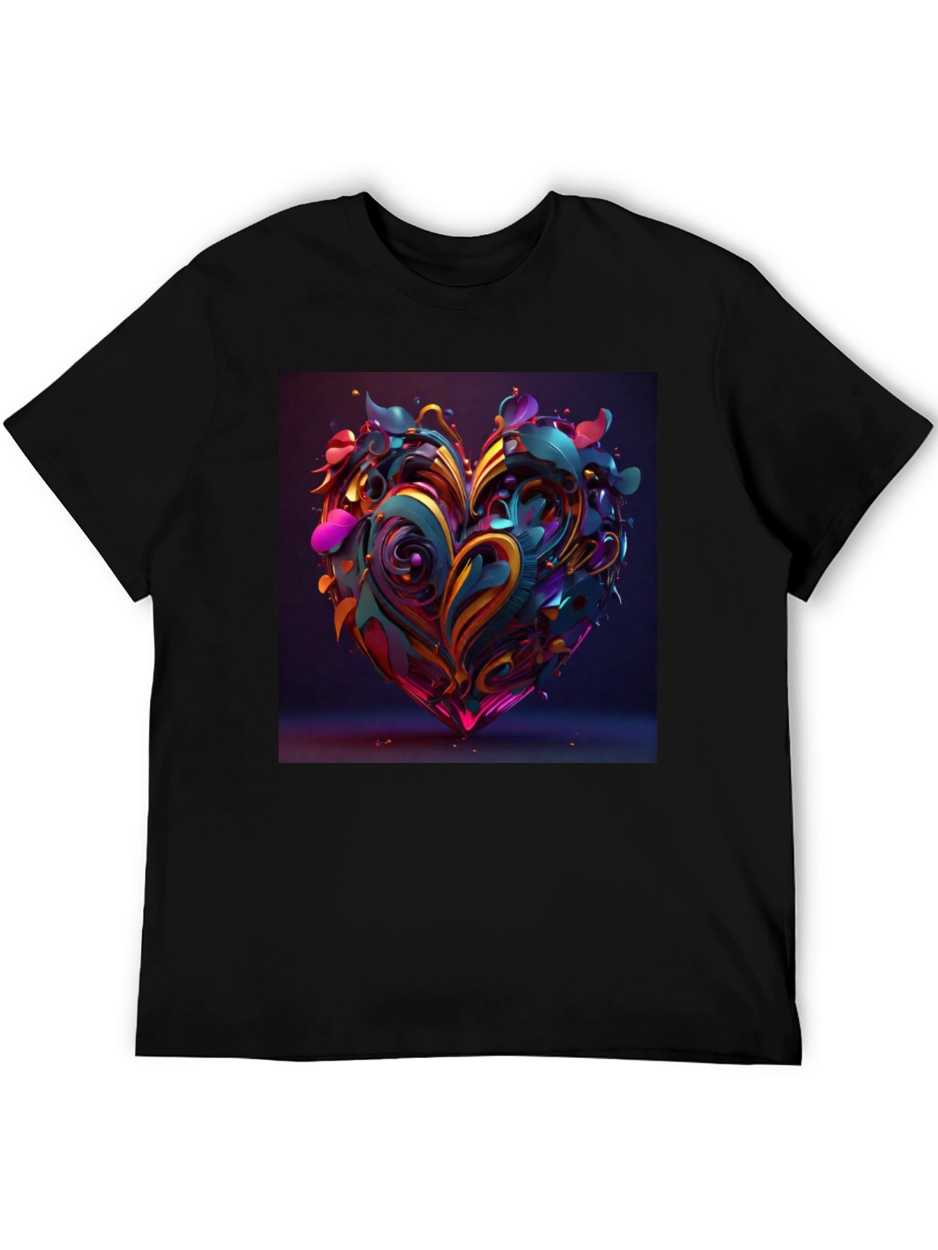 Abstract Heart Graphic Tee - Stylish Mens Black T-Shirt