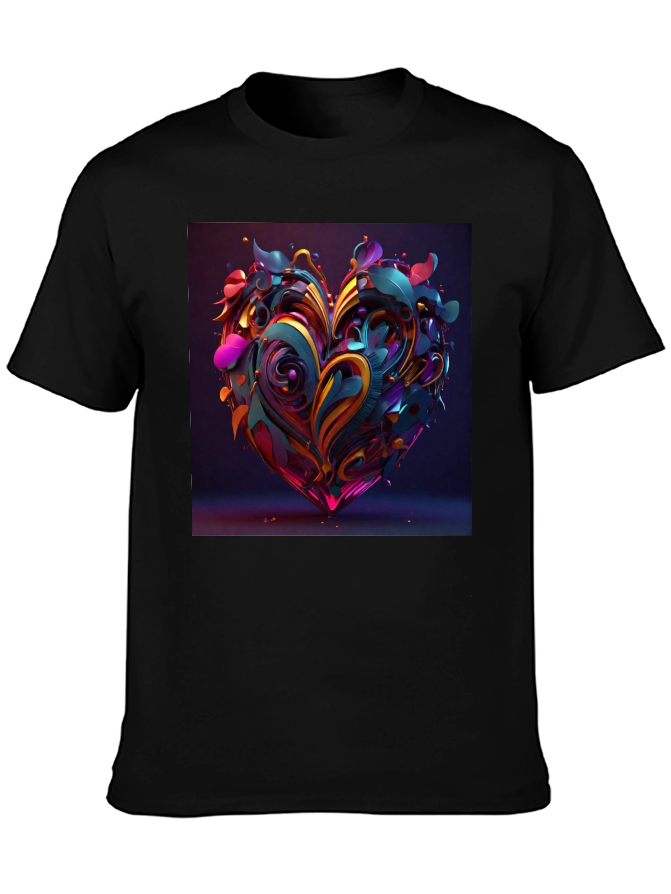 Abstract Heart Graphic Tee - Stylish Mens Black T-Shirt