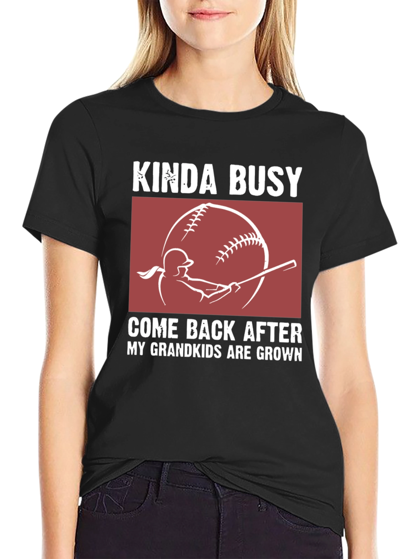 Kinda Busy Grandkids Baseball Graphic T-Shirt