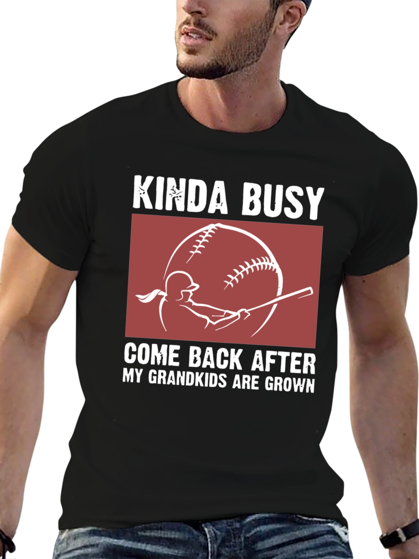 Kinda Busy Grandkids Baseball Graphic T-Shirt