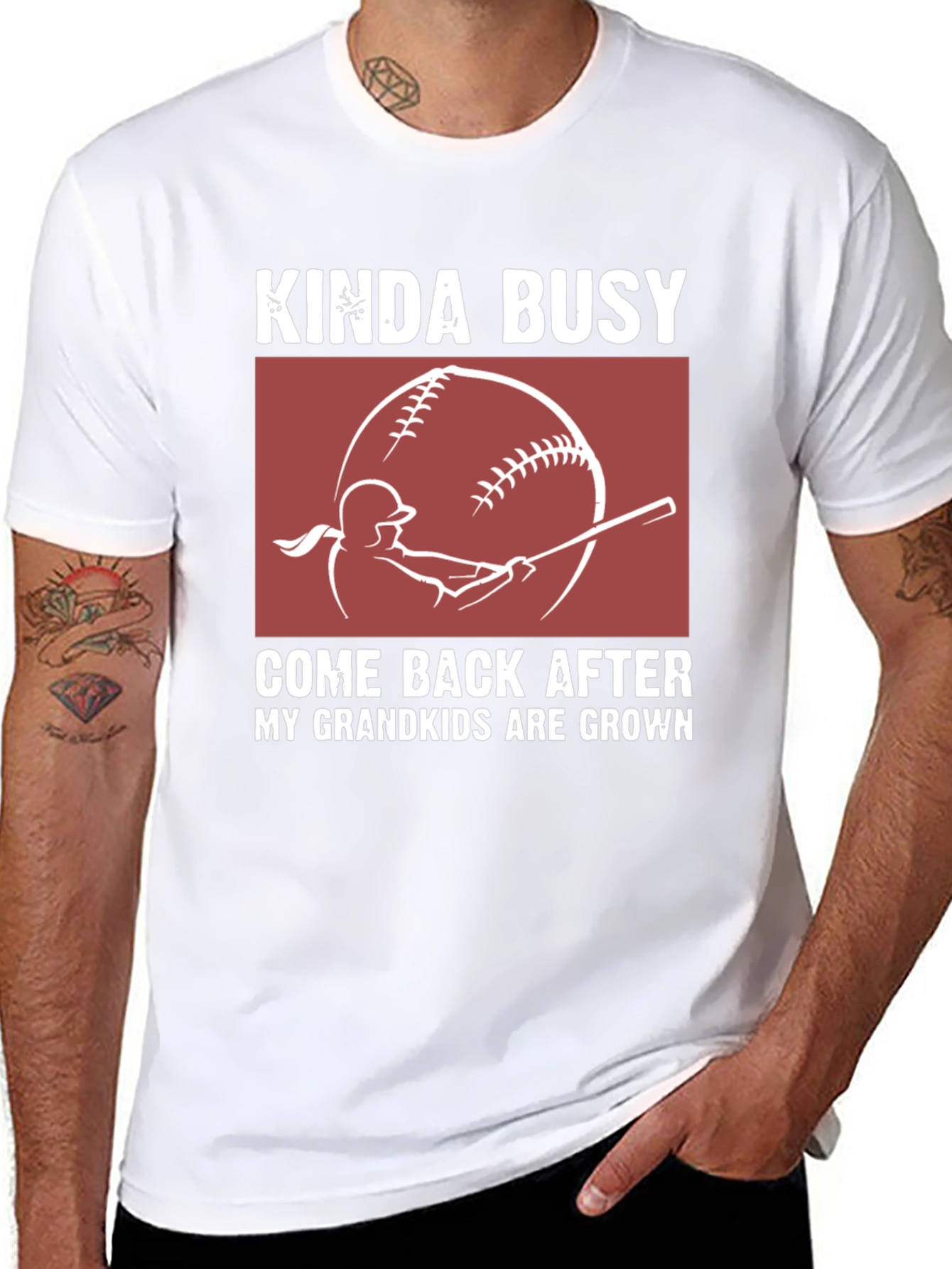 Kinda Busy Grandkids Baseball Graphic T-Shirt