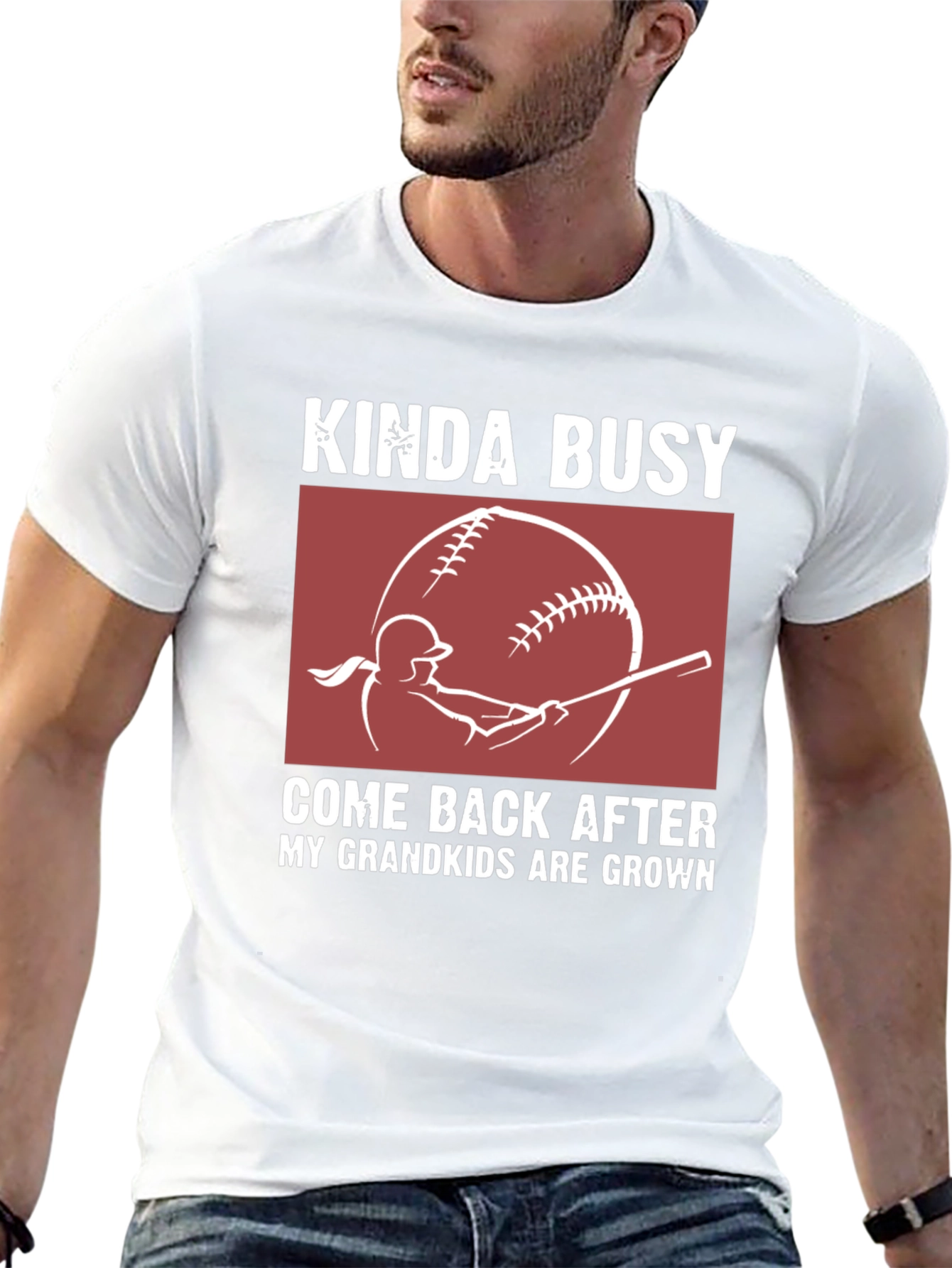 Kinda Busy Grandkids Baseball Graphic T-Shirt
