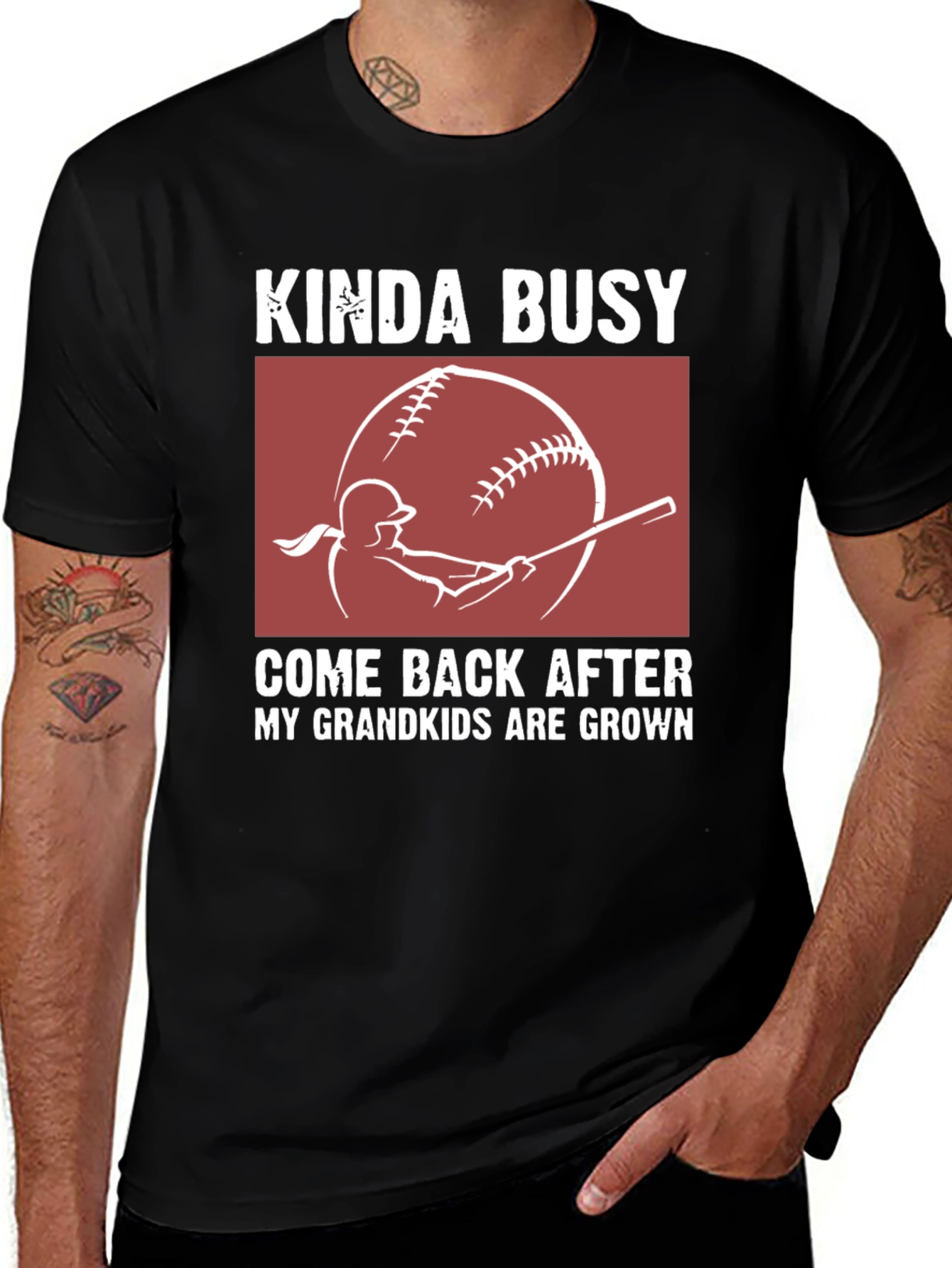 Kinda Busy Grandkids Baseball Graphic T-Shirt