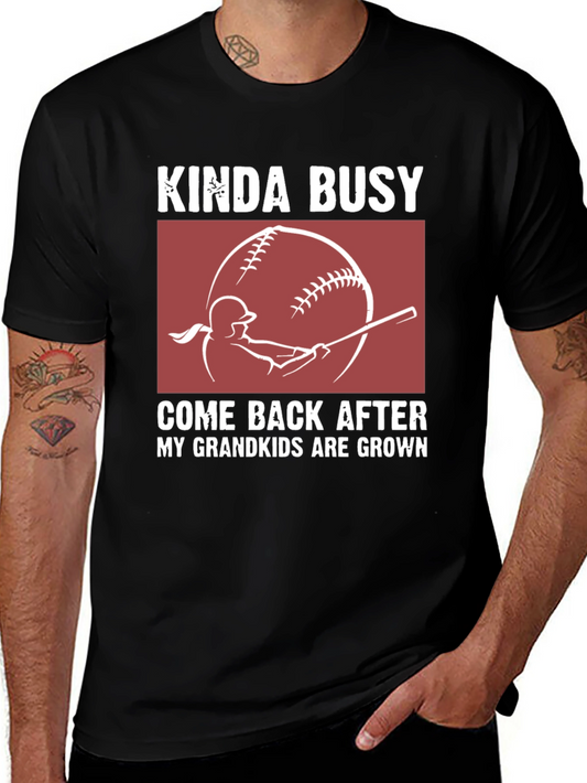 Kinda Busy Grandkids Baseball Graphic T-Shirt