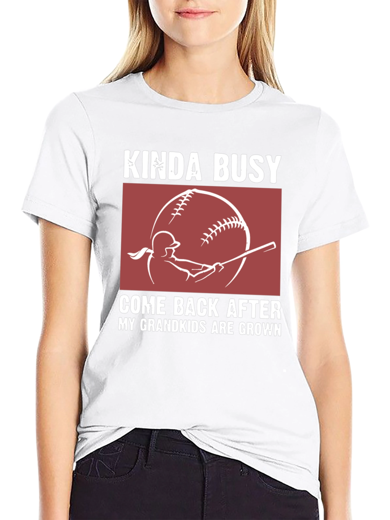 Kinda Busy Grandkids Baseball Graphic T-Shirt