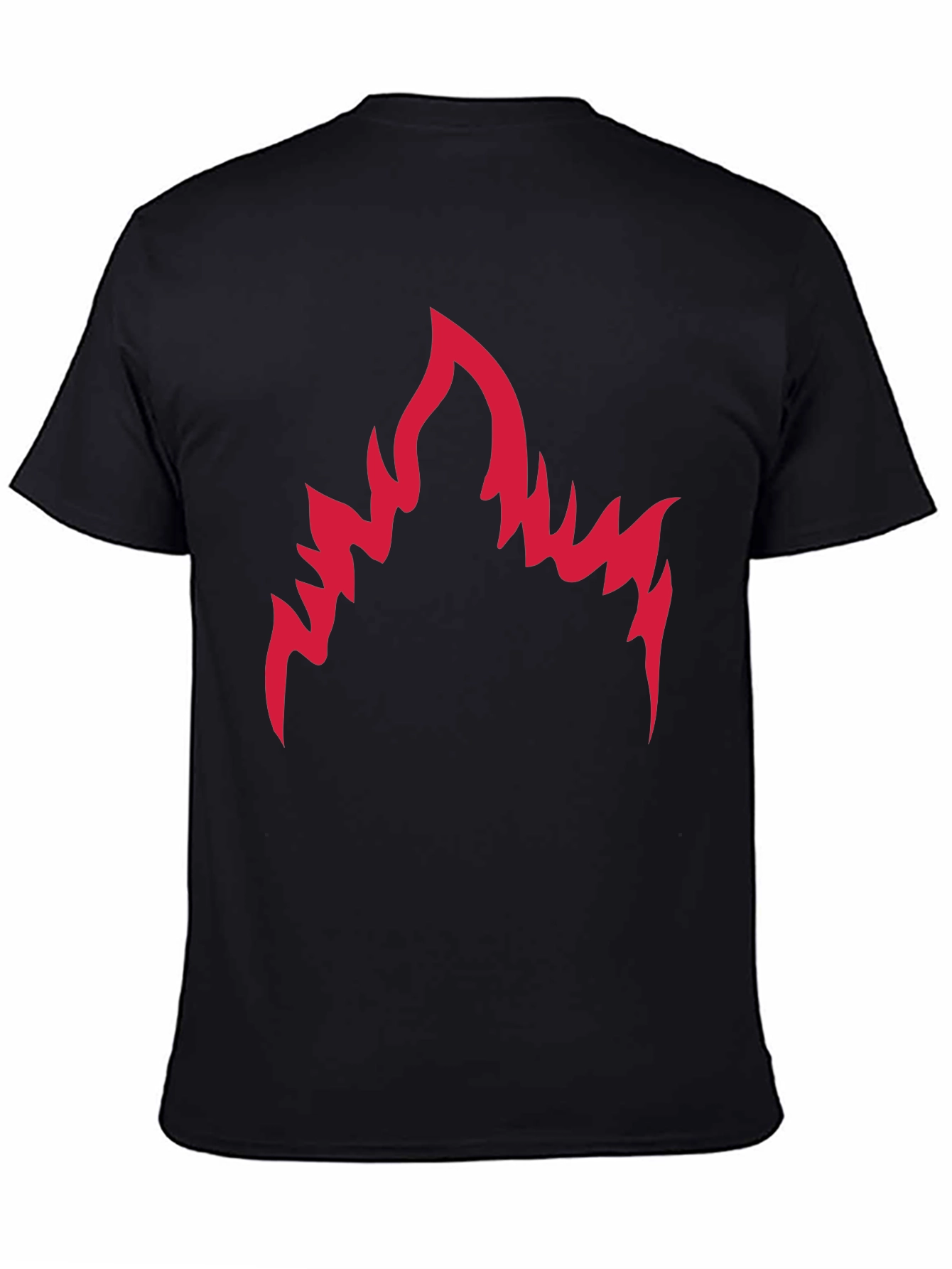 Mens Black T-Shirt with Red Flame Graphic