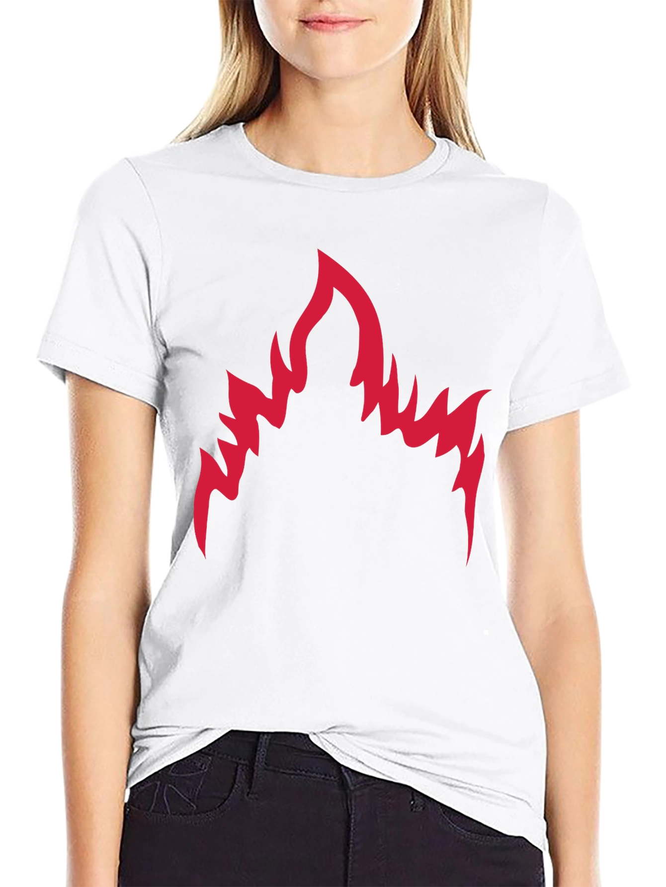 Mens Black T-Shirt with Red Flame Graphic