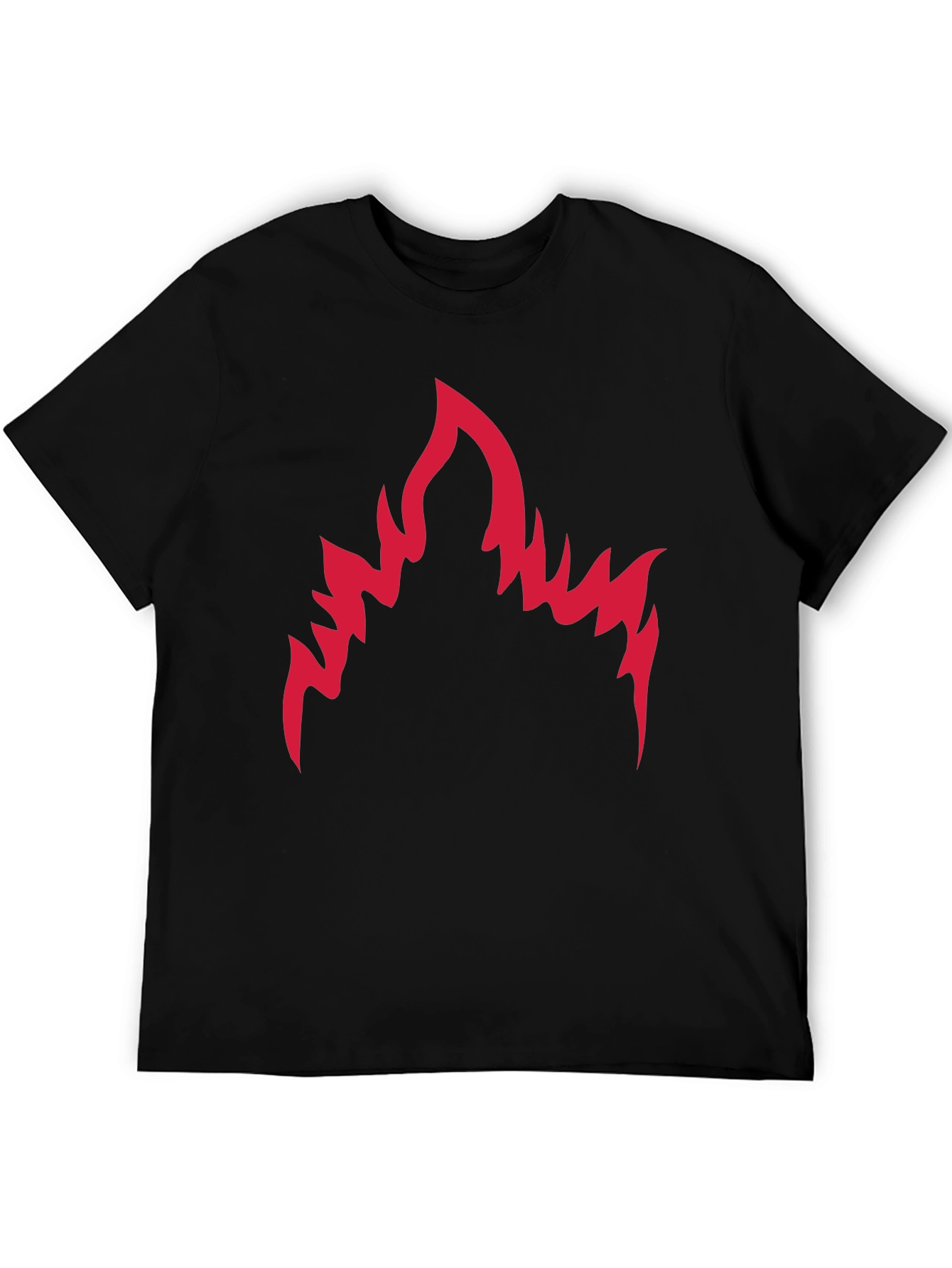 Mens Black T-Shirt with Red Flame Graphic