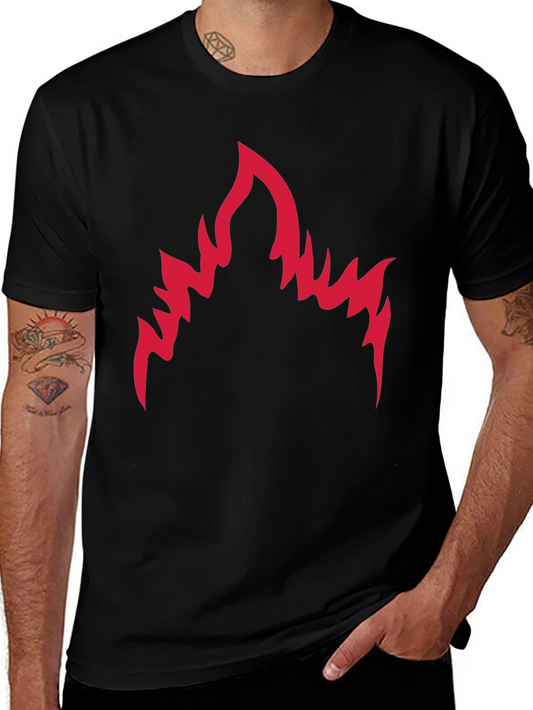Mens Black T-Shirt with Red Flame Graphic