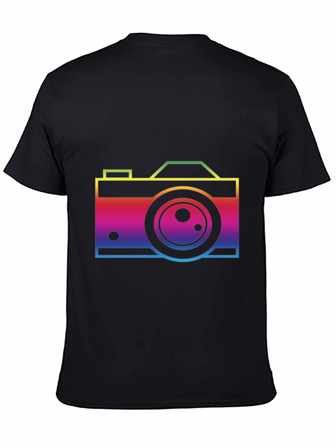 Rainbow Camera Graphic T-Shirt - Black Cotton Tee