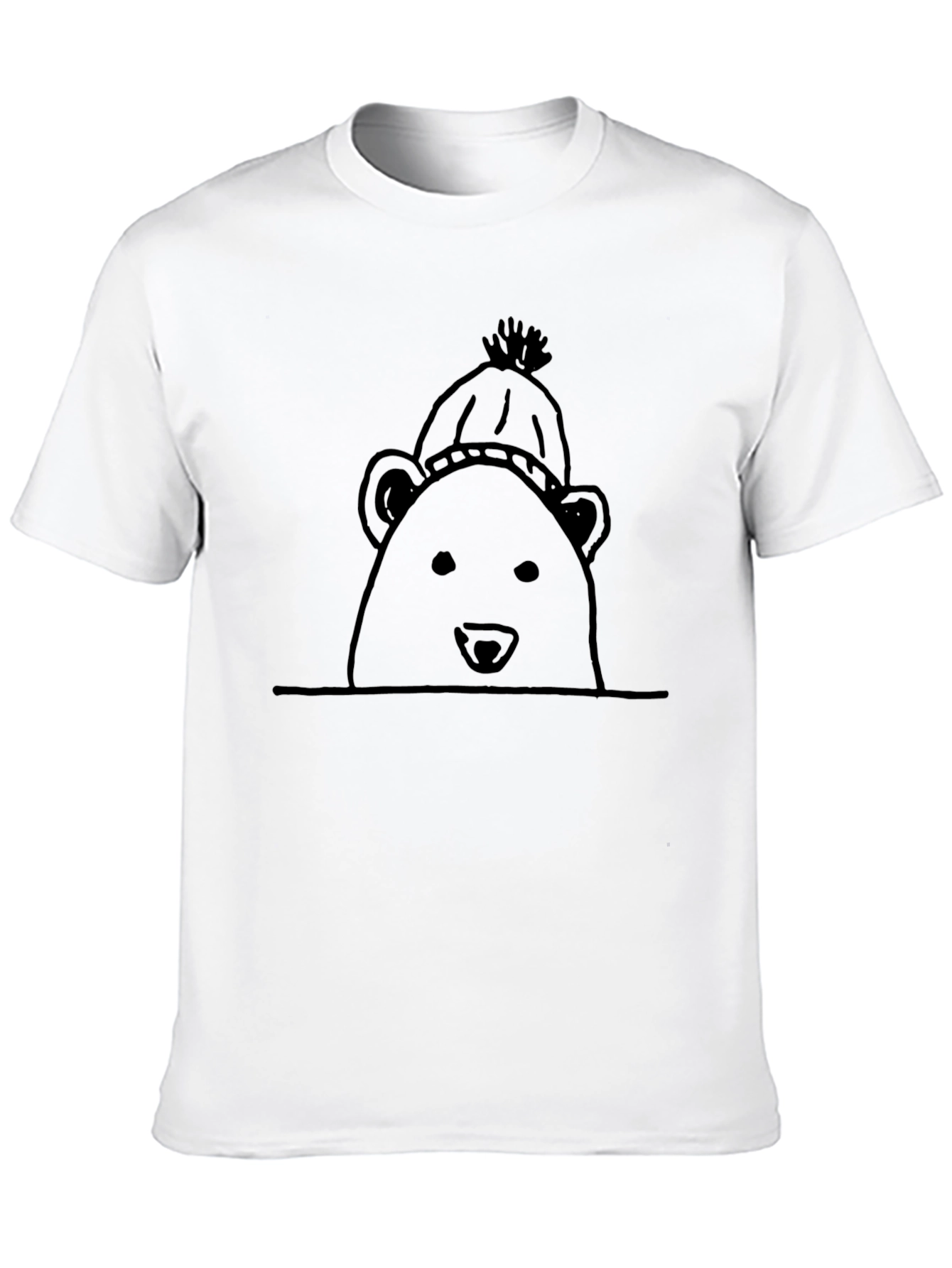 Black Bear in Hat Graphic T-Shirt
