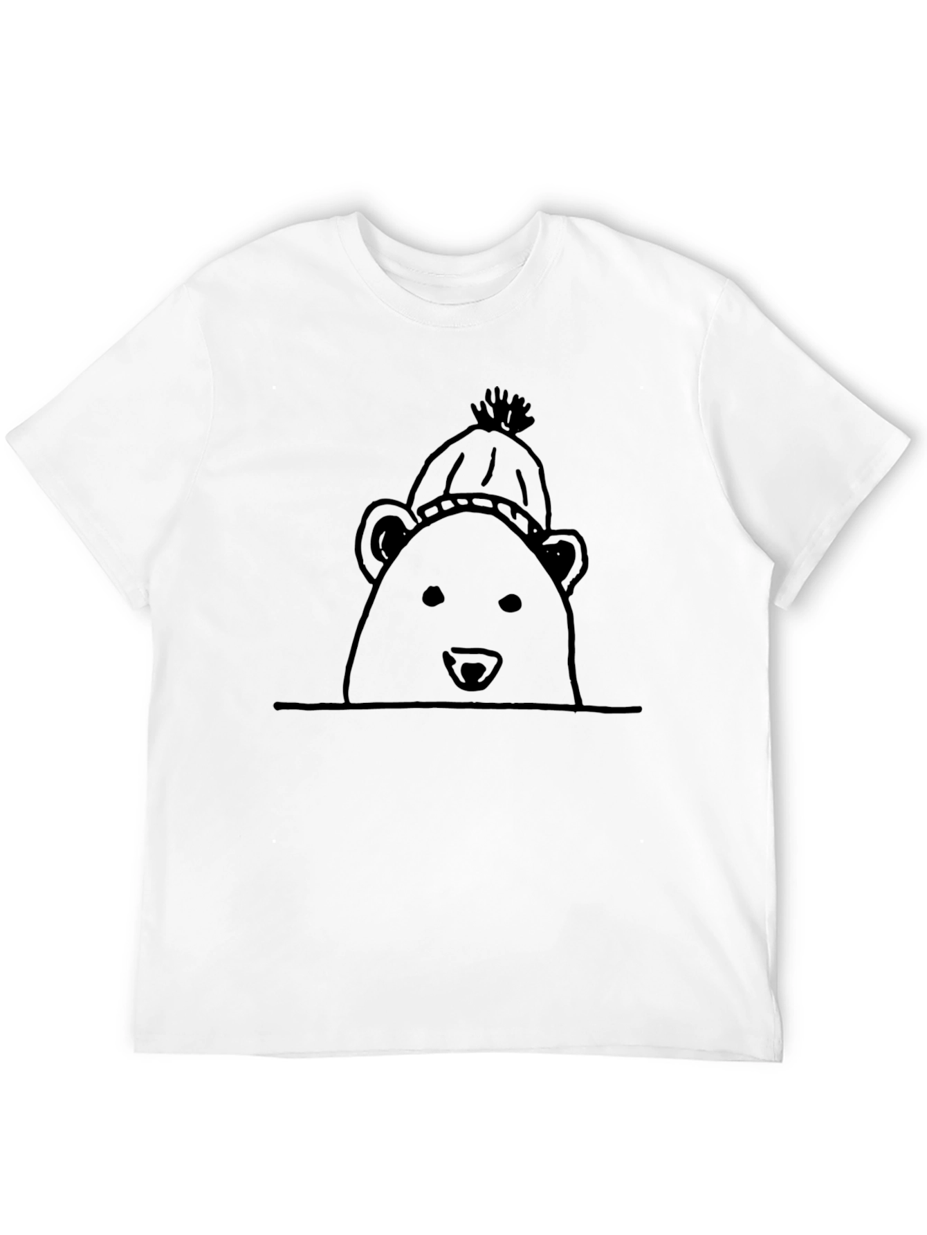 Black Bear in Hat Graphic T-Shirt