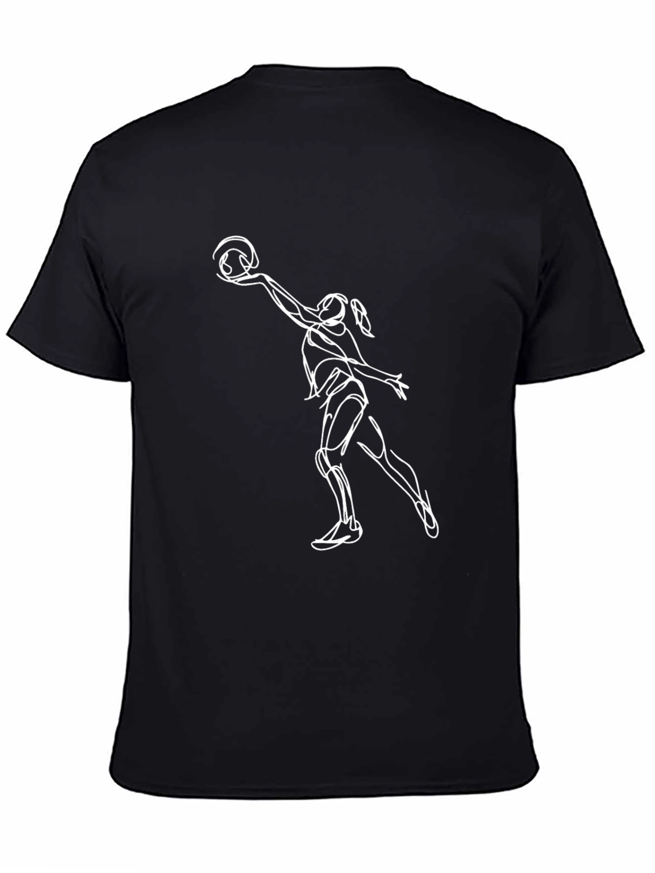 Volleyball Player Graphic Tee - Black Cotton T-Shirt