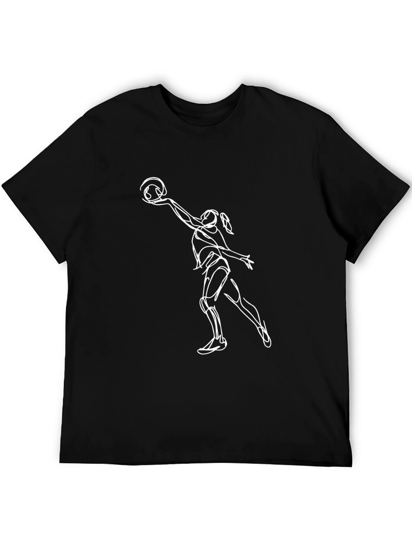 Volleyball Player Graphic Tee - Black Cotton T-Shirt