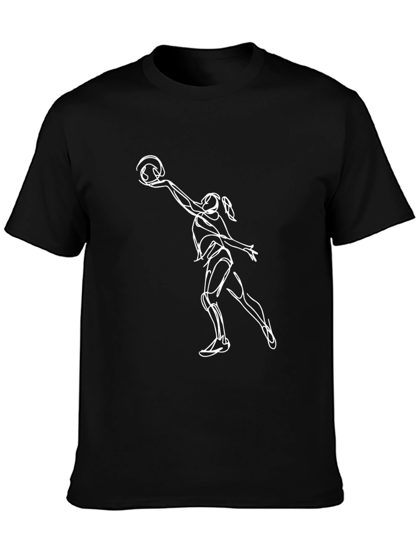 Volleyball Player Graphic Tee - Black Cotton T-Shirt