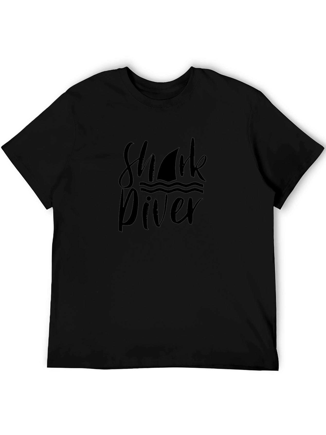 Shark Diver Graphic T-Shirt - Black