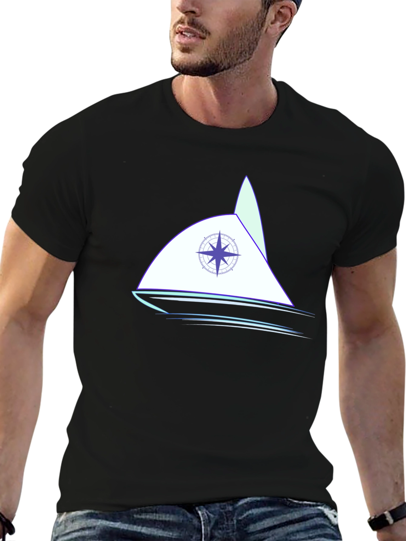 Nautical Compass Sailboat Graphic Tee