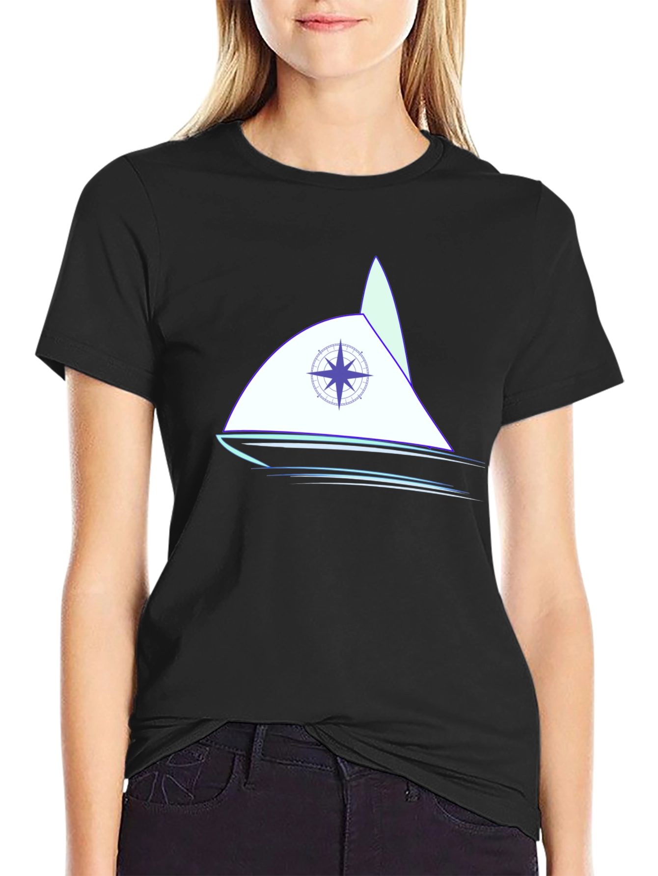Nautical Compass Sailboat Graphic Tee