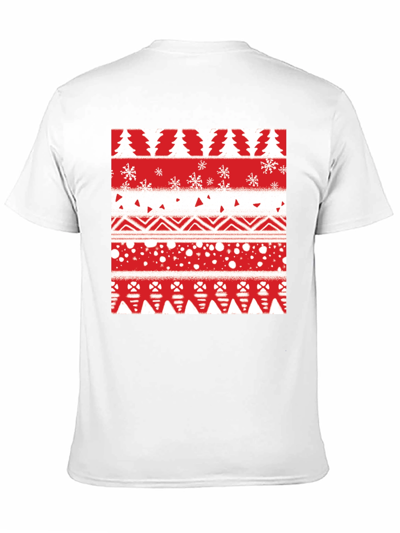 Festive Holiday Pattern Tee - Red & White Print
