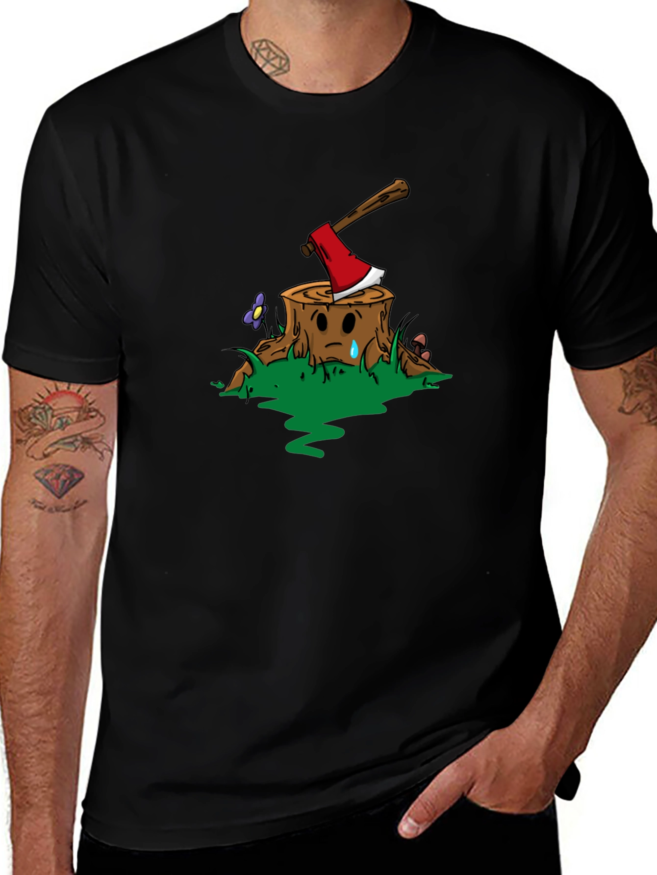 Sad Tree Stump Axe T-Shirt