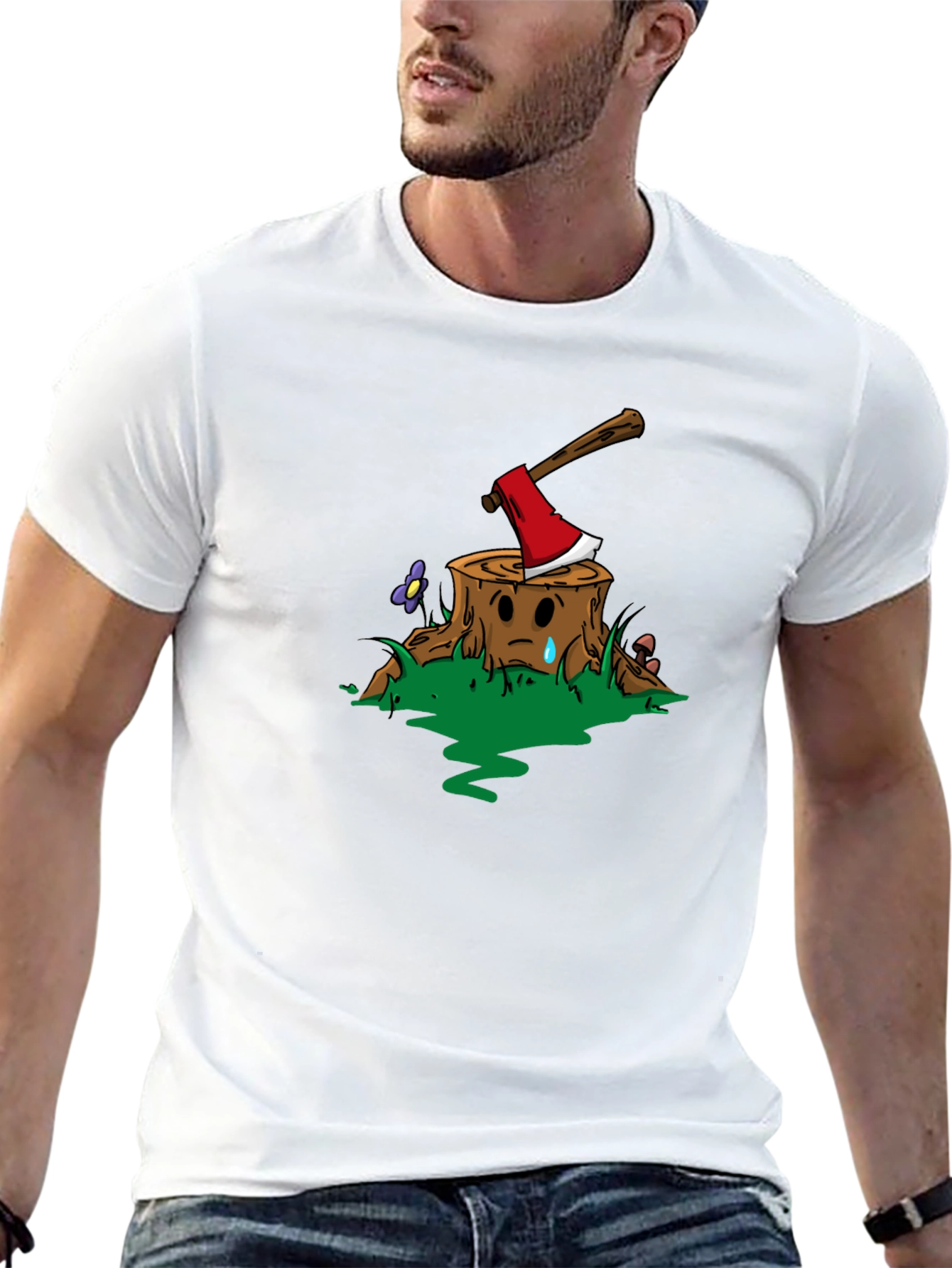Sad Tree Stump Axe T-Shirt