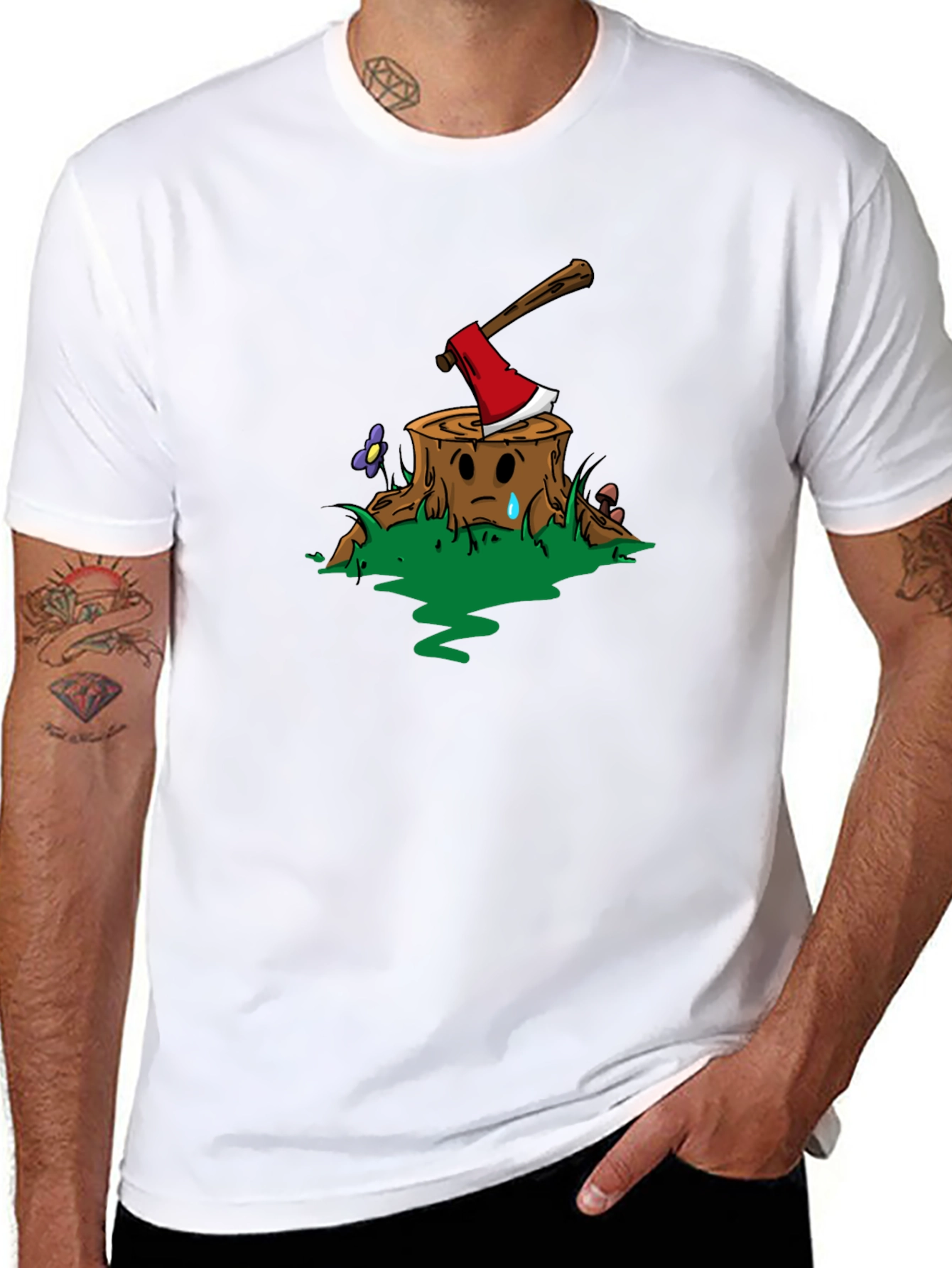 Sad Tree Stump Axe T-Shirt