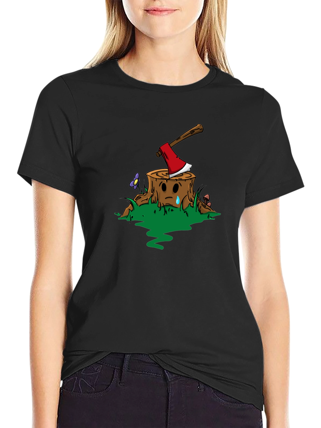 Sad Tree Stump Axe T-Shirt