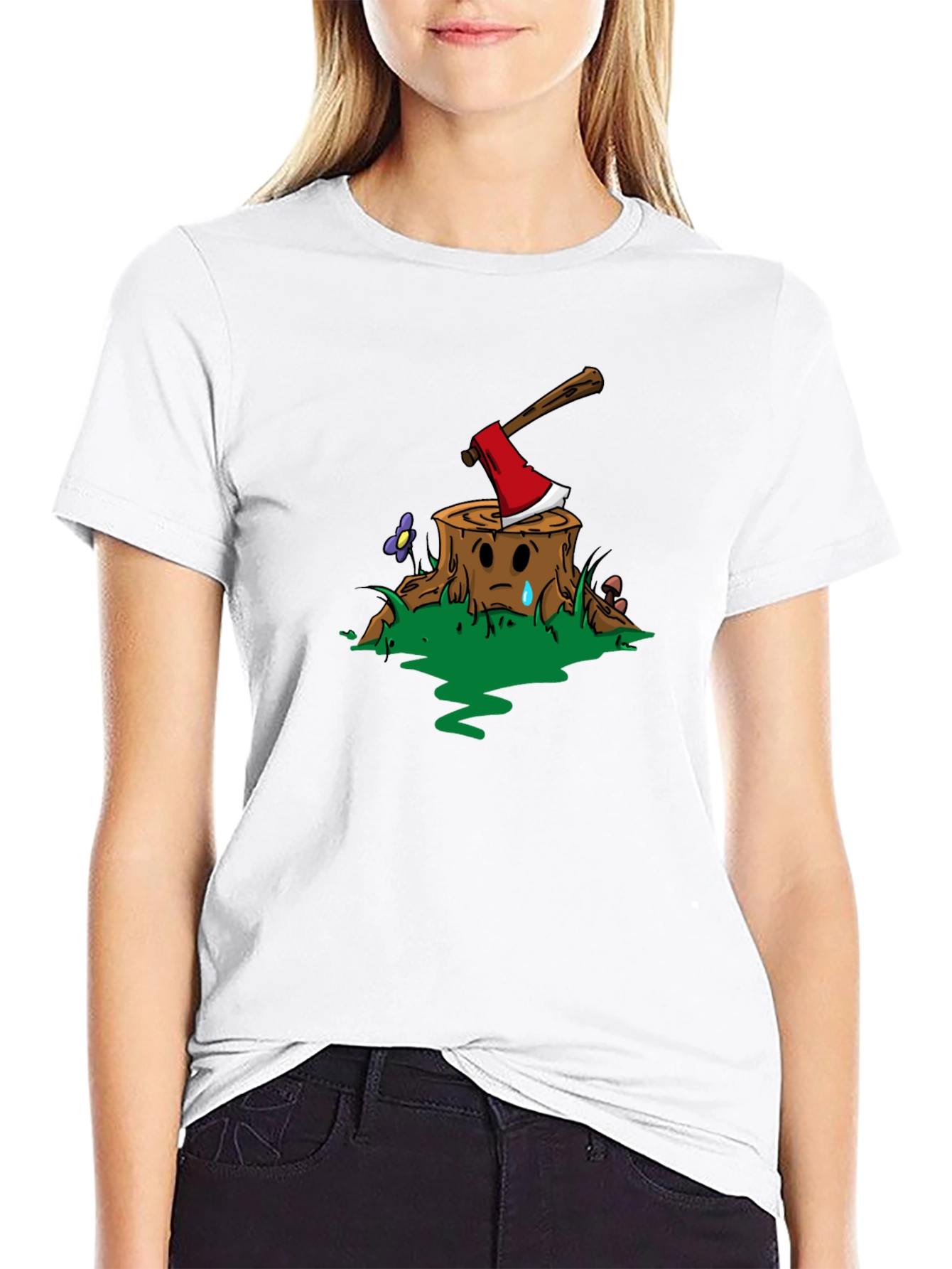 Sad Tree Stump Axe T-Shirt